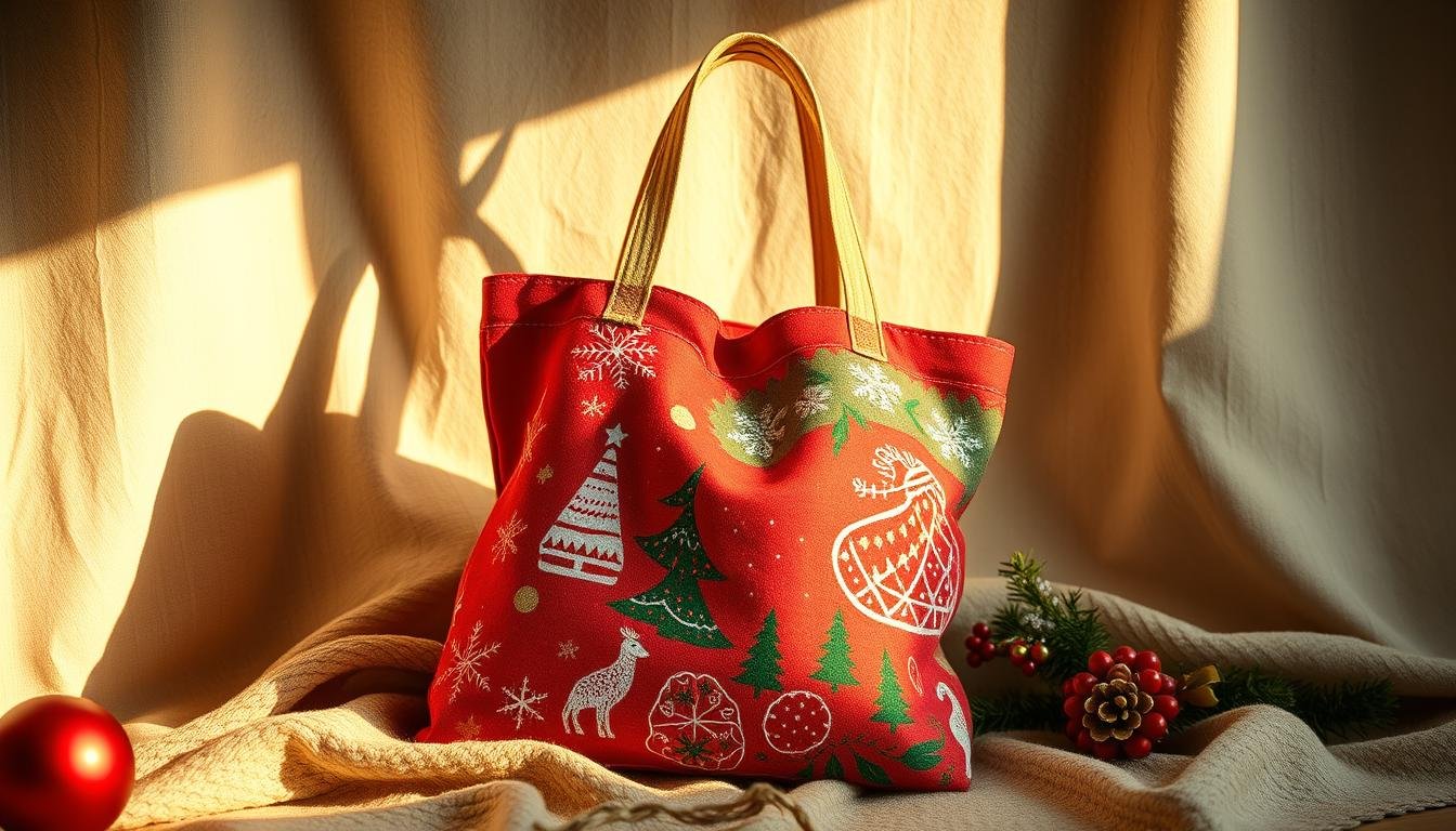 Stoffbeutel bemalen Weihnachtsgeschenk